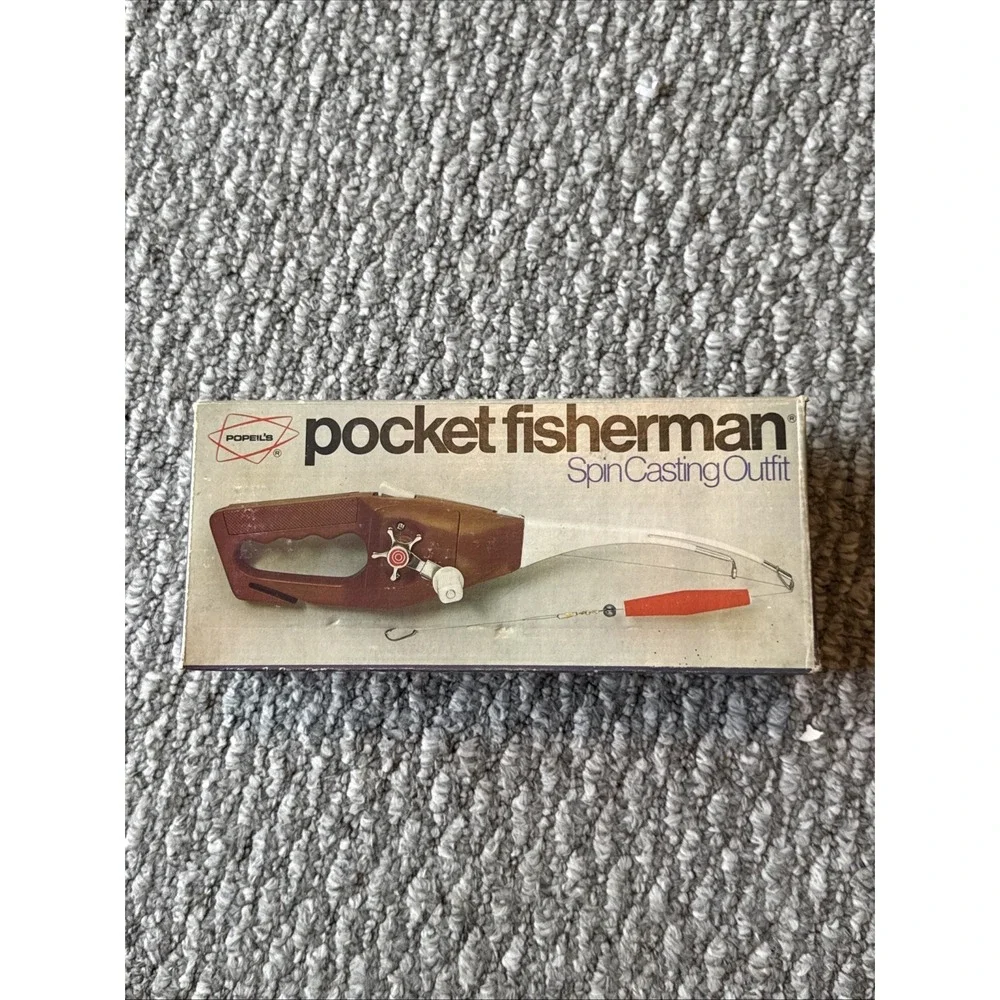 Vintage Popeil's POCKET FISHERMAN Spin Casting Outfit + Box + Bag +Instructs
